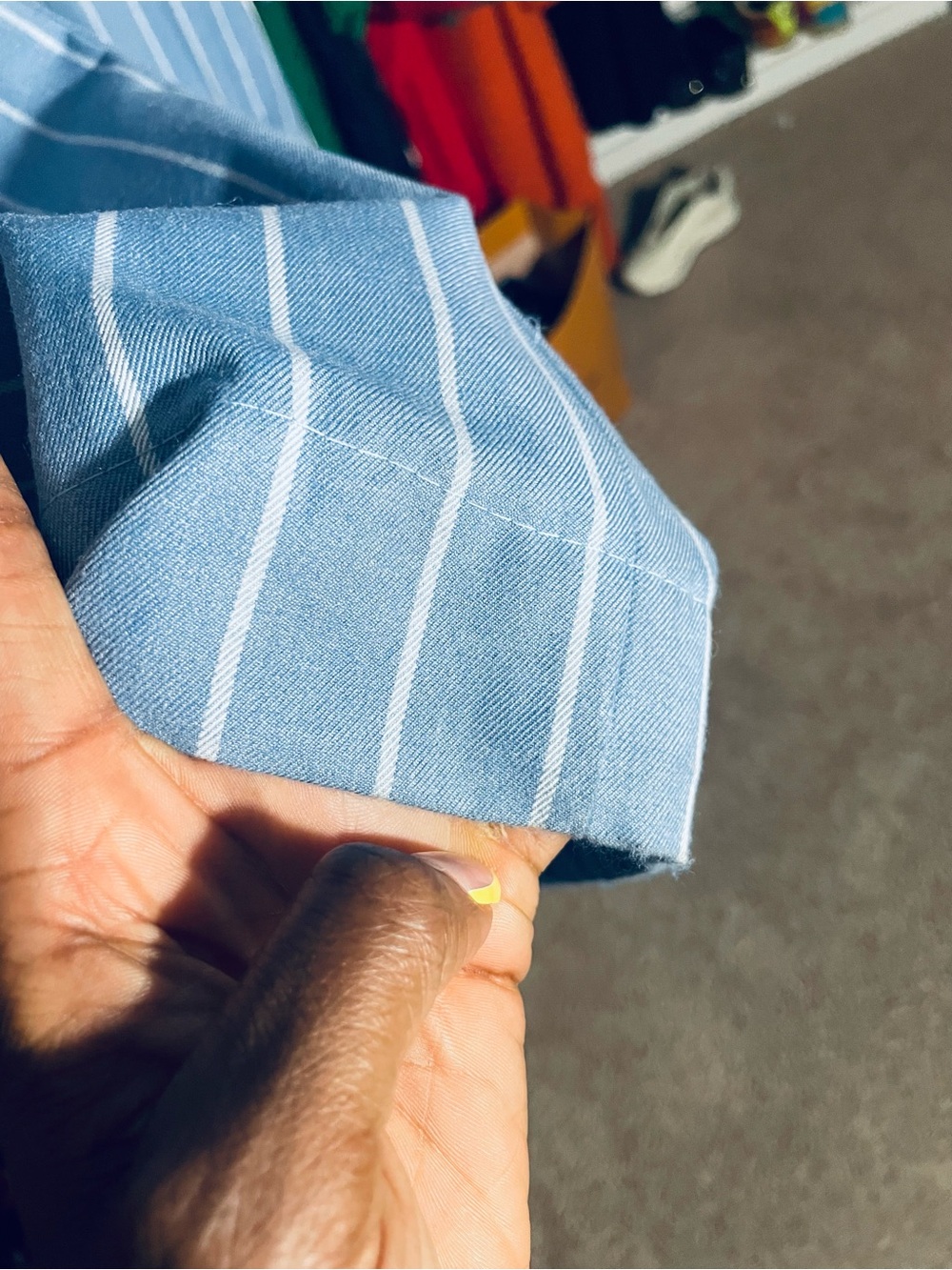 New York & Company Sky Blue Pinstripe Pant Suit - Picture 8 of 9